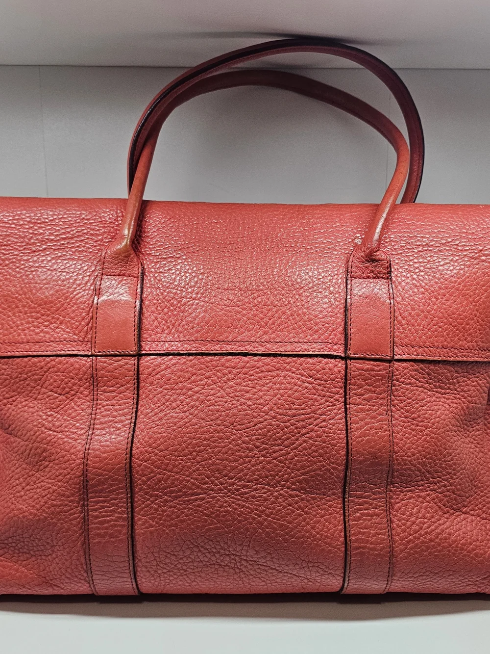 Mulberry Bayswater Red Leather Satchel with Turn-Lock Detail